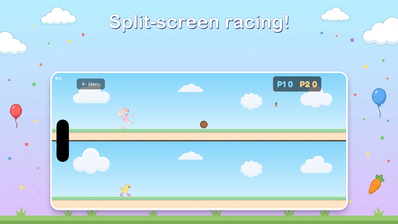 Carrot Run two-player split screen